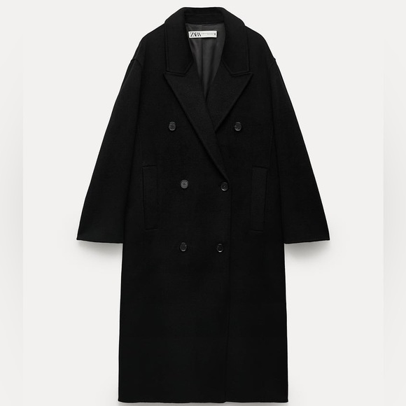 Zara Double Faced Wool Blend Double Breasted Coat - Picture 14 of 16